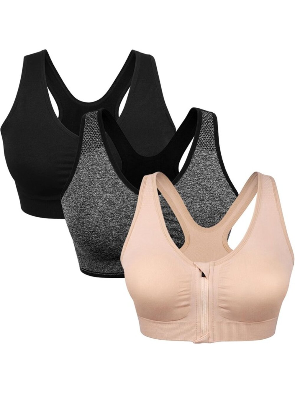 Women's Zip Front Wireless Sports Bra | Post-Surgery & Workout Essential